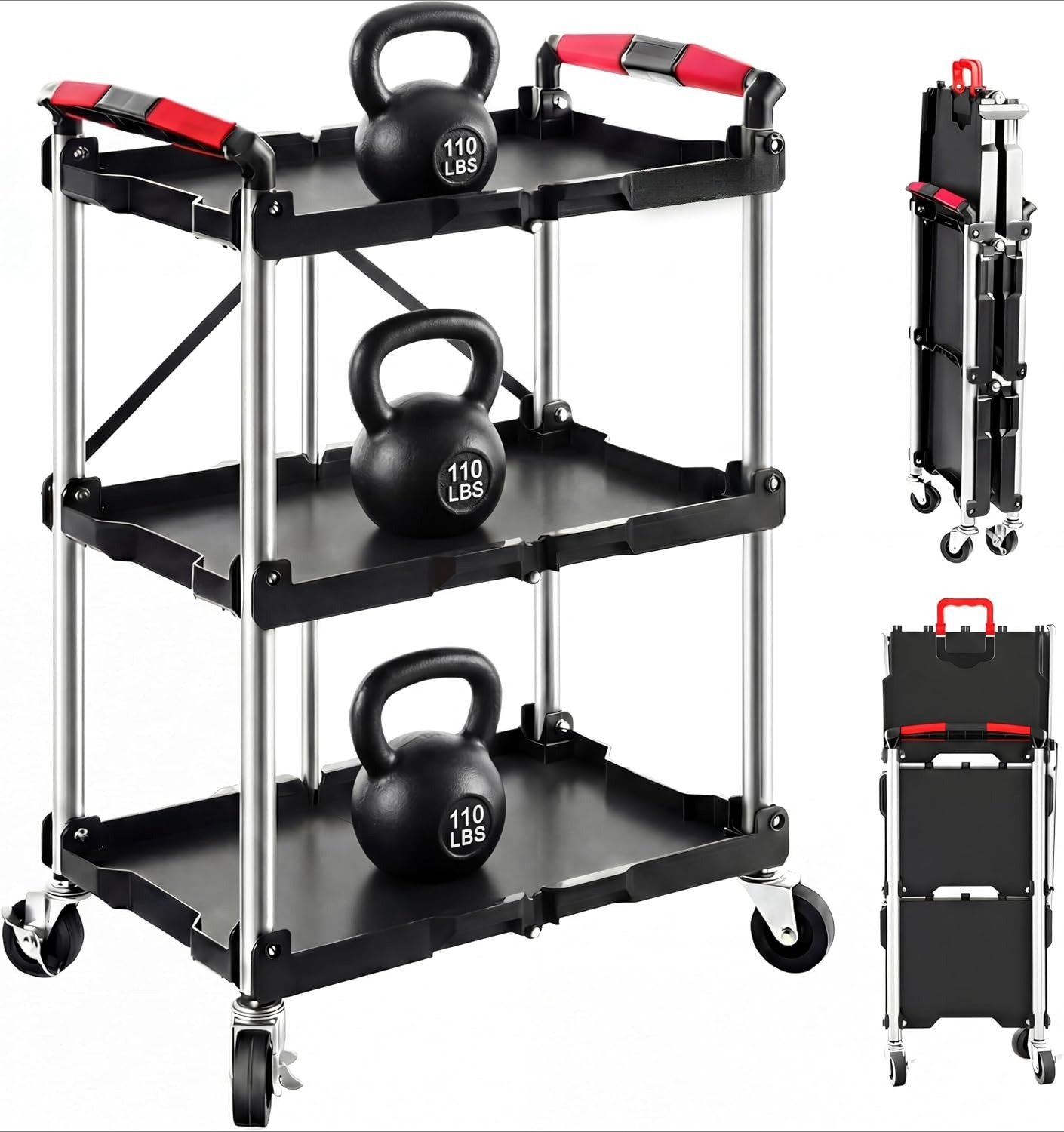 Workshop Tools Storage - Troli Utilitas Lipat 3 Rak dengan