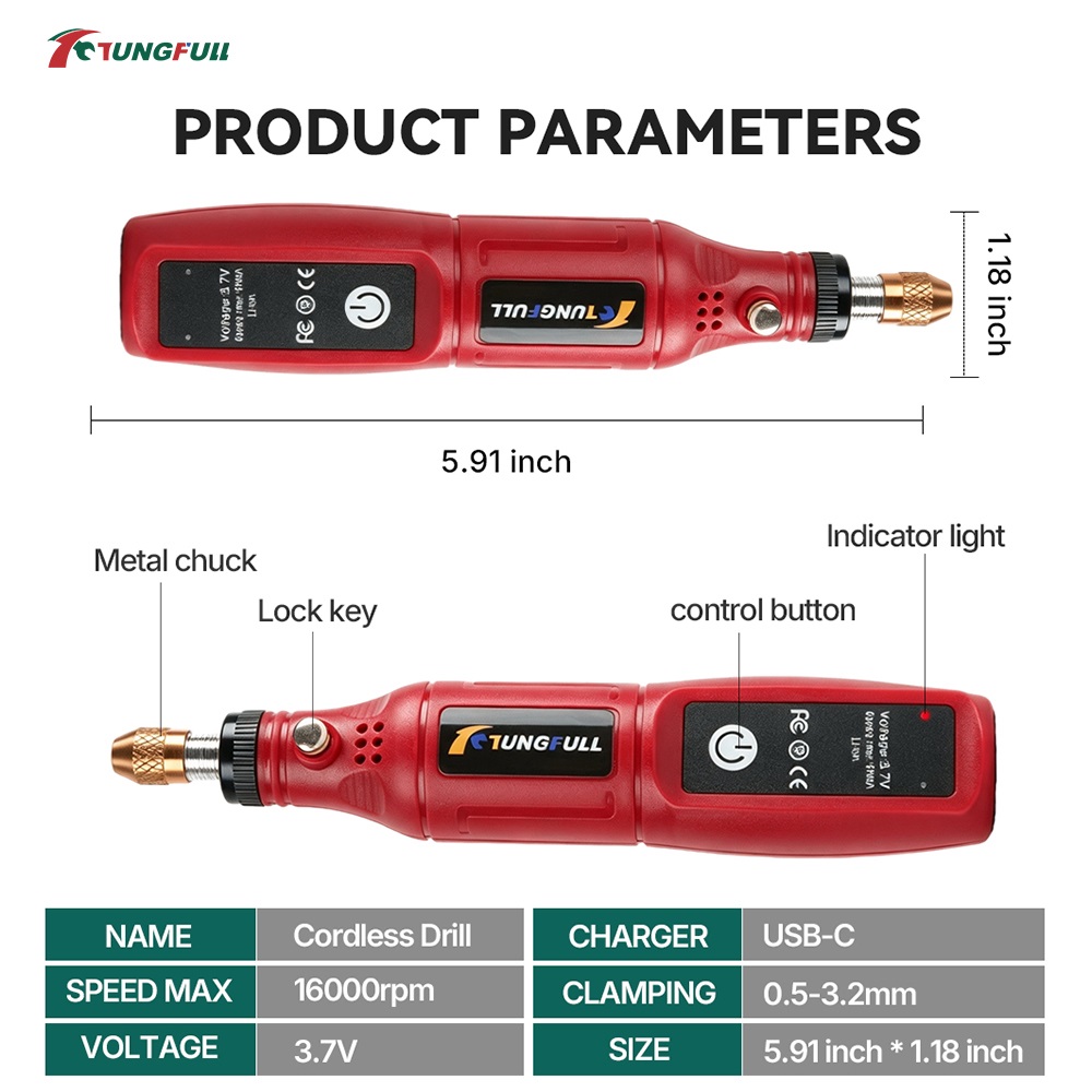 TUNGFULL 3.7V Alat Rotary Tanp - Power Tools For Workshop ulasan dan harga