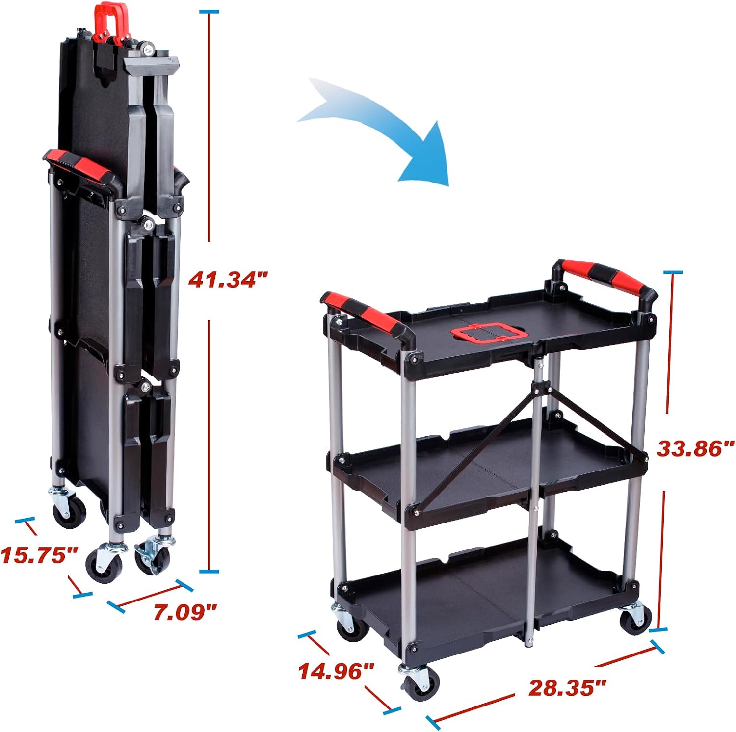 Troli Utilitas Lipat 3 Rak den - Workshop Tools Storage ulasan dan harga